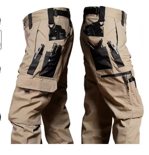 Men's Tactical Work Pants Outdoor Waterproof Cargo Trousers Casual Multi-pocket Wear-Resistant Outdoor Training Trousers