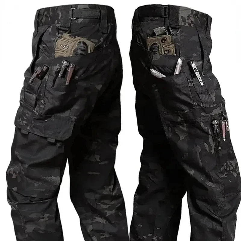 Men's Tactical Work Pants Outdoor Waterproof Cargo Trousers Casual Multi-pocket Wear-Resistant Outdoor Training Trousers