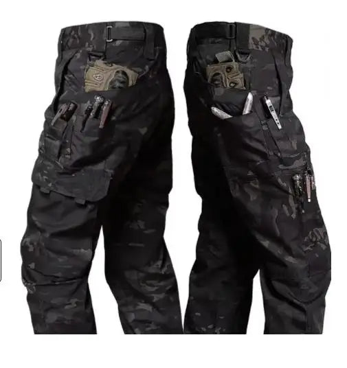 Men's Tactical Work Pants Outdoor Waterproof Cargo Trousers Casual Multi-pocket Wear-Resistant Outdoor Training Trousers
