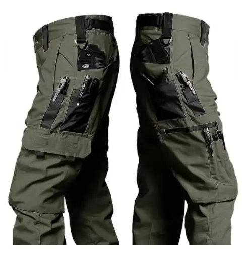 Men's Tactical Work Pants Outdoor Waterproof Cargo Trousers Casual Multi-pocket Wear-Resistant Outdoor Training Trousers